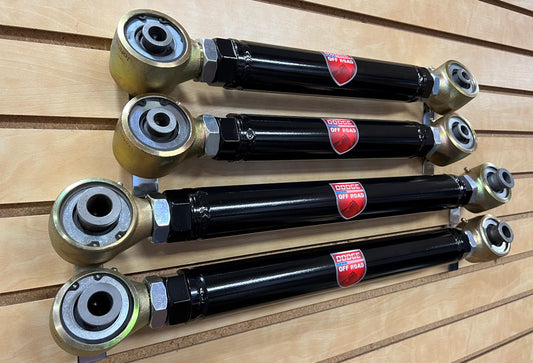 Adjustable control arms with greaseable Johnny joints for Ram 4500 and 5500 trucks